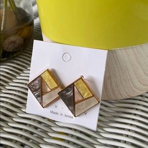 New Square Boho Hippy Earrings Stone